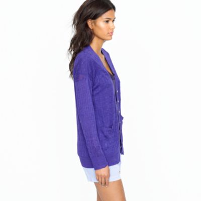 Linen cable-knit cardigan