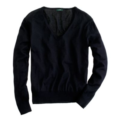 Featherweight cotton V-neck sweater