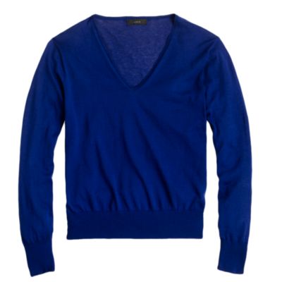 Featherweight cotton V-neck sweater