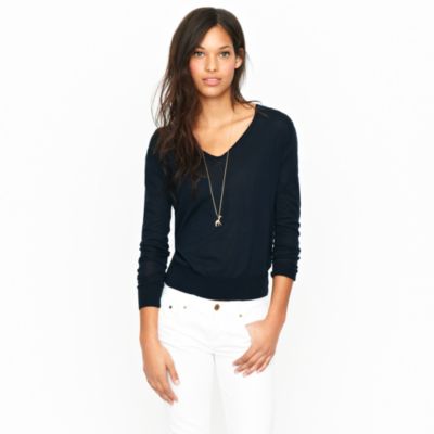 Featherweight cotton V-neck sweater