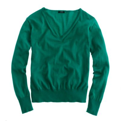 Featherweight cotton V-neck sweater
