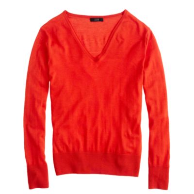 Featherweight cotton V-neck sweater