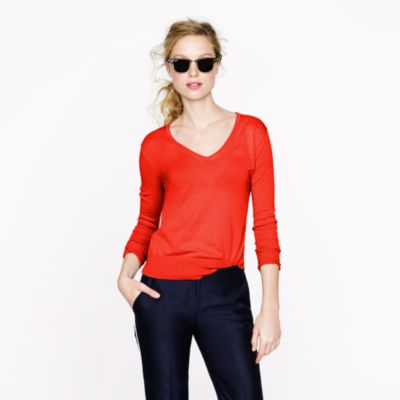 Featherweight cotton V-neck sweater