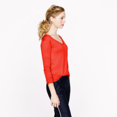 Featherweight cotton V-neck sweater