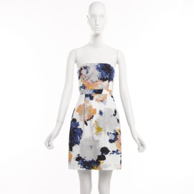 Factory strapless floral pleated dress