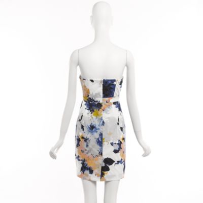 Factory strapless floral pleated dress