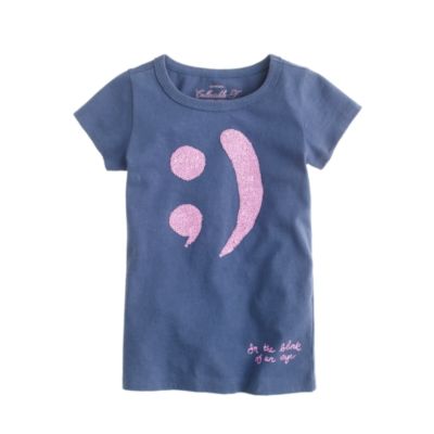 Girls' sequin winky face tee
