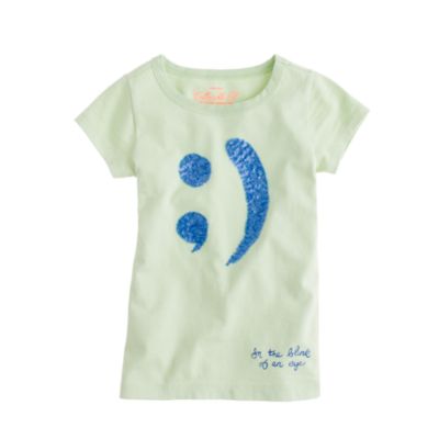 Girls' sequin winky face tee