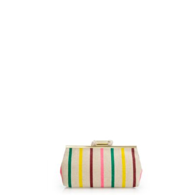 Candy-stripe jute clutch