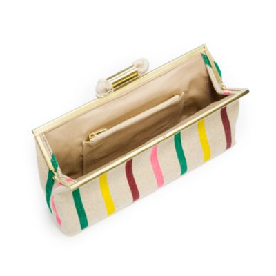 Candy-stripe jute clutch