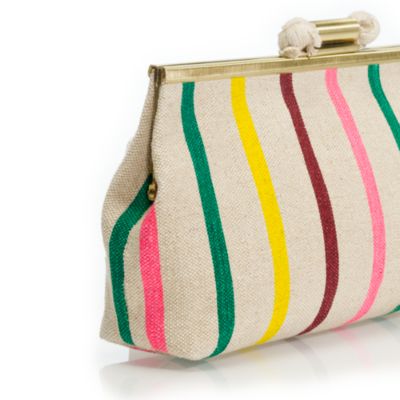 Candy-stripe jute clutch