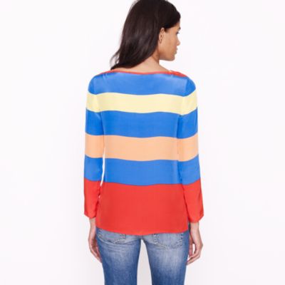 Scoopneck blouse in colorblock stripe