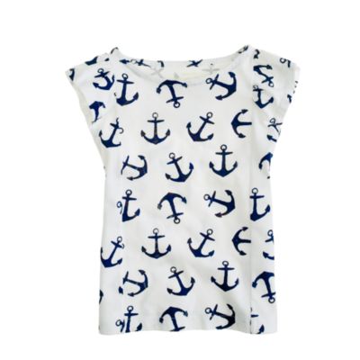 Girls' flutter tee in dizzy anchors