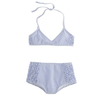 Girls' retro bikini set in seersucker