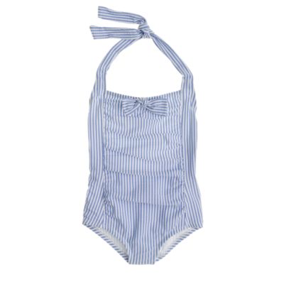 Girls' ruche hour tank in seersucker