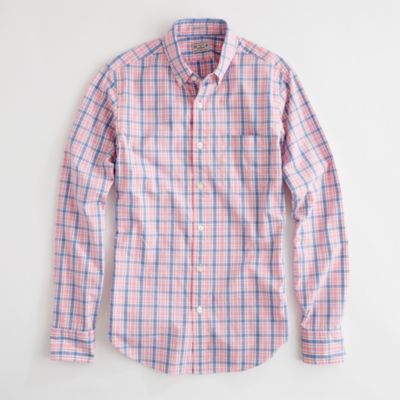 Factory slim washed shirt in tattersall