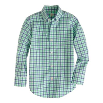 Boys' Secret Wash shirt in sea glass check