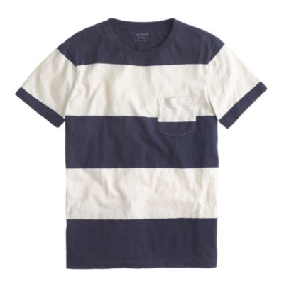 Slub jersey pocket tee in stripe