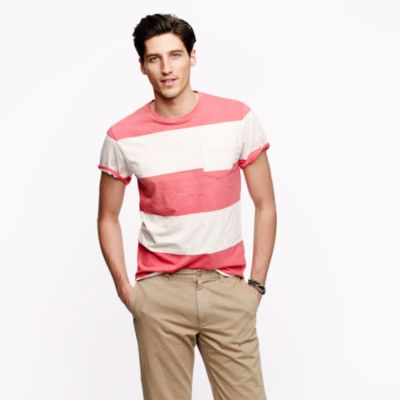 Slub jersey pocket tee in stripe