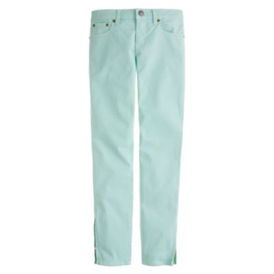 Garment-dyed ankle-zip toothpick jean