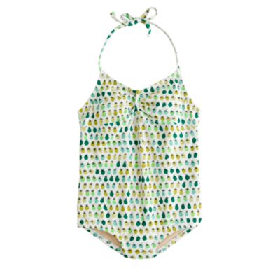 Girls' tie-back halter tank in prickly pear