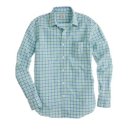 Secret Wash lightweight shirt in apple green tattersall