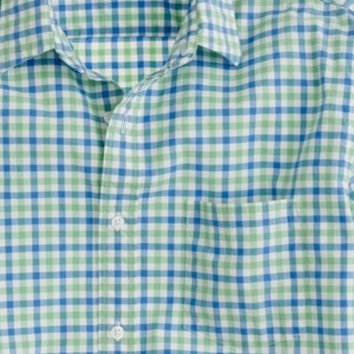 Secret Wash lightweight shirt in apple green tattersall