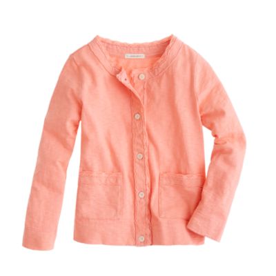 Girls' crochet-trim cardigan