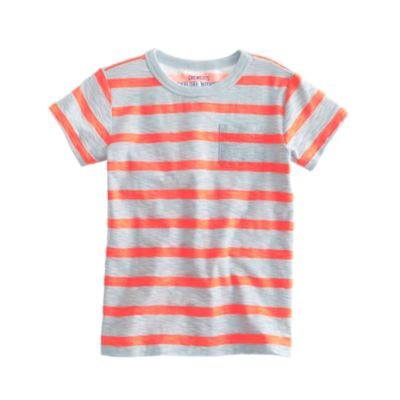 Boys' pocket tee in neon seaside stripe