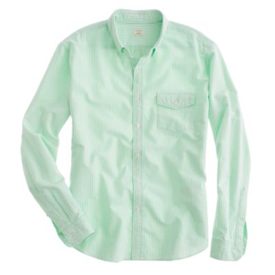 Stonewashed oxford shirt in key lime stripe