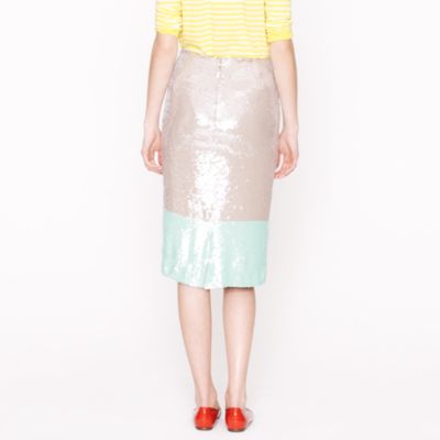Collection pencil skirt in colorblock sequin