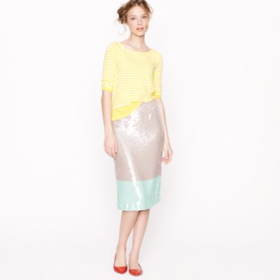 Pencil skirt in colorblock sequin