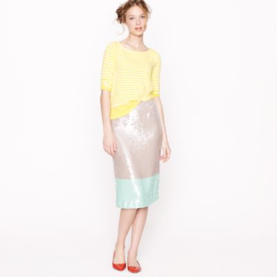 Collection pencil skirt in colorblock sequin