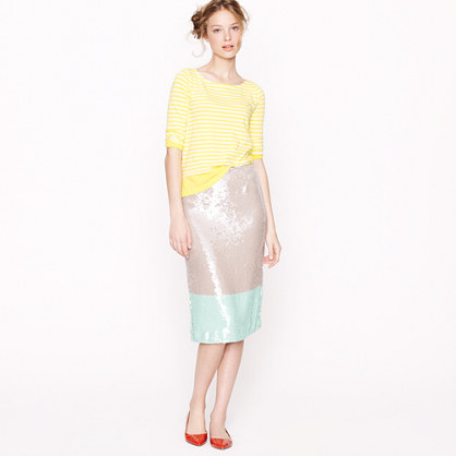 Collection pencil skirt in colorblock sequin