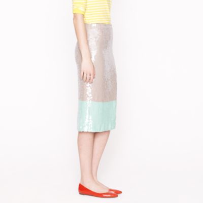 Collection pencil skirt in colorblock sequin