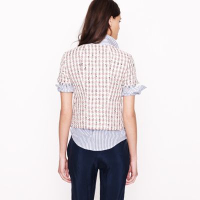 Neon tweed short-sleeve jacket
