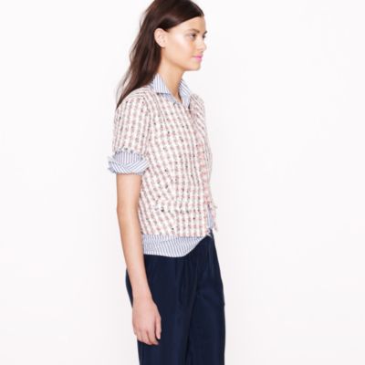 Neon tweed short-sleeve jacket