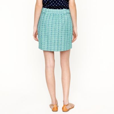 Shirred mini in tidepool tweed