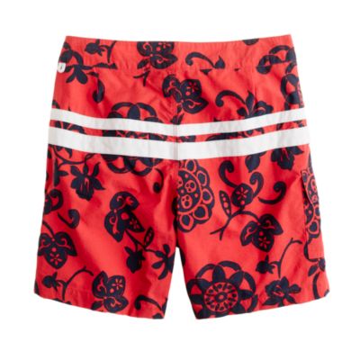 7" board short in racing stripe floral