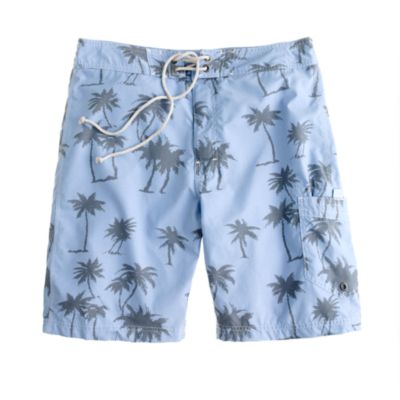 9" long board short in palm print