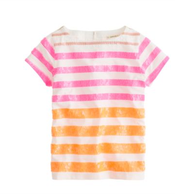 Girls' sequin stripe tee