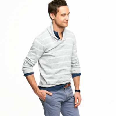 Shadow-stripe shawl-collar sweater