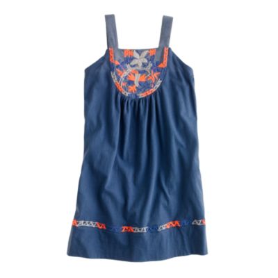 Girls' embroidered bib dress