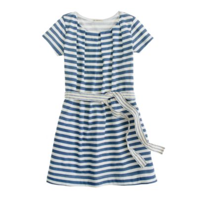 Girls' pleated stripe dress