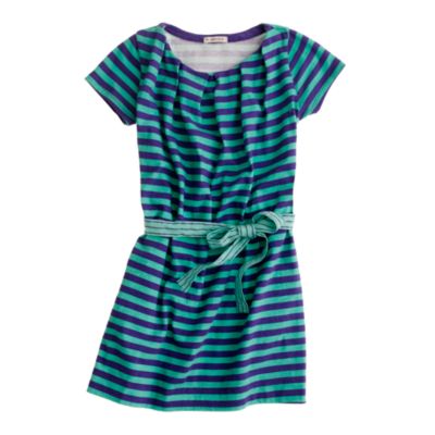 Girls' pleated stripe dress