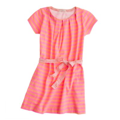 Girls' pleated stripe dress