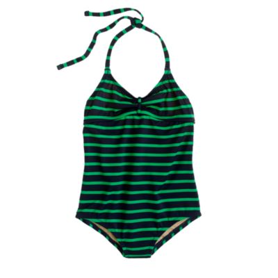 Girls' tie-back halter tank in stripe