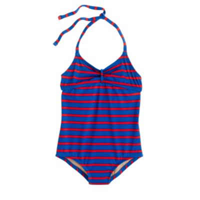 Girls' tie-back halter tank in stripe