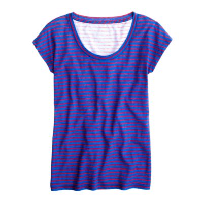 Vintage cotton
 cap-sleeve tee in stripe
