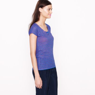 Vintage cotton cap-sleeve tee in stripe